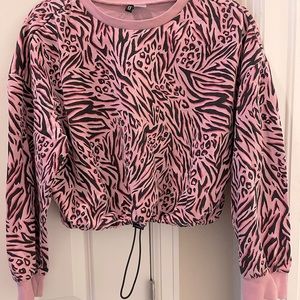 Pink zebra drawstring sweatshirt